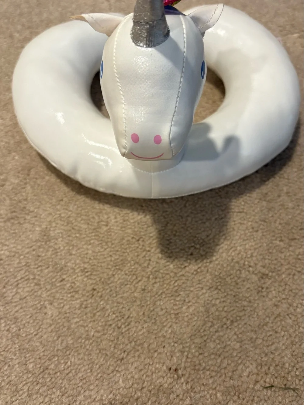Build-A-Bear White Unicorn Swim Ring with Silver Horn and Pink Accents
